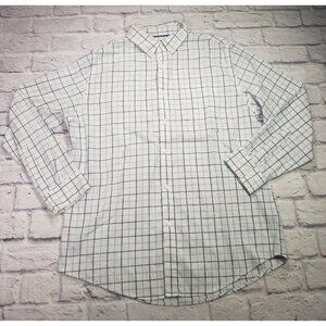 Croft & Barrow Mens Size Large White Blue Short-Sleeve Button Front Shirt